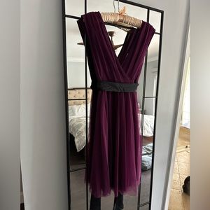 Tulle Dress with Satin Belt